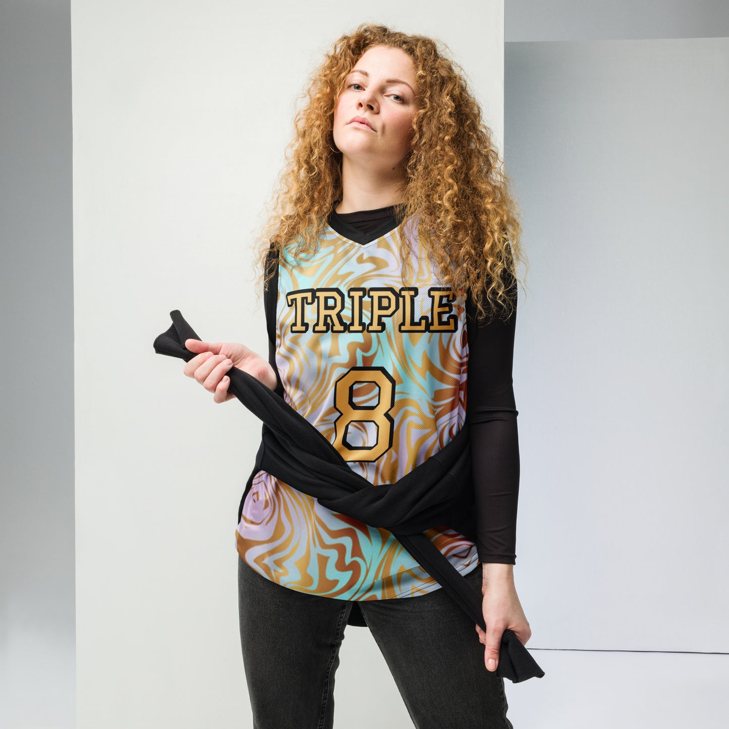 8xquiZit Collection T8T Pynk N Turq Jungle Luv Unisex Basketball Jersey