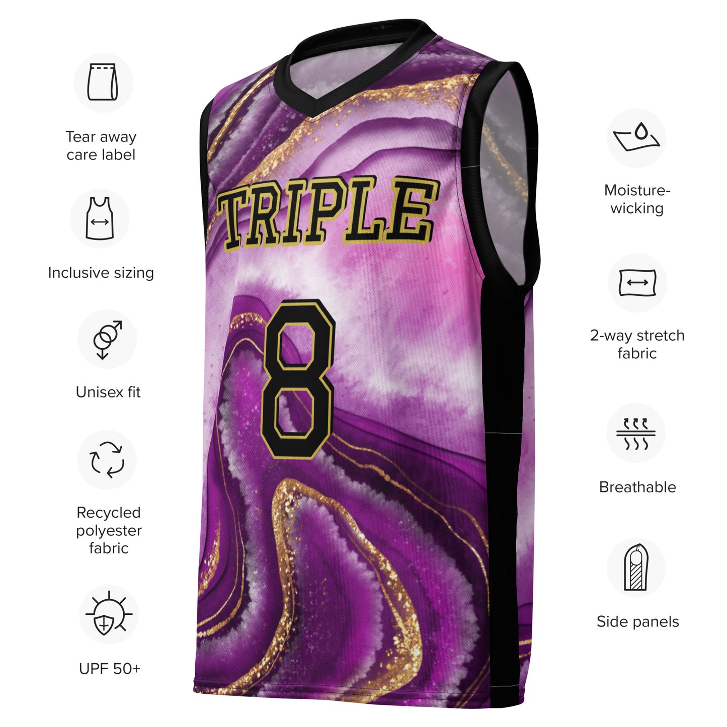 8xquiZit Collection T8T Royal Purple N Gold Marble Unisex Basketball Jersey