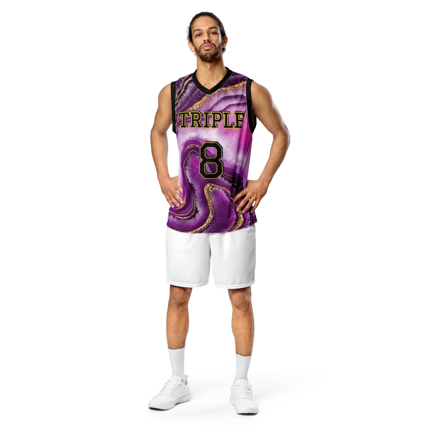 8xquiZit Collection T8T Royal Purple N Gold Marble Unisex Basketball Jersey