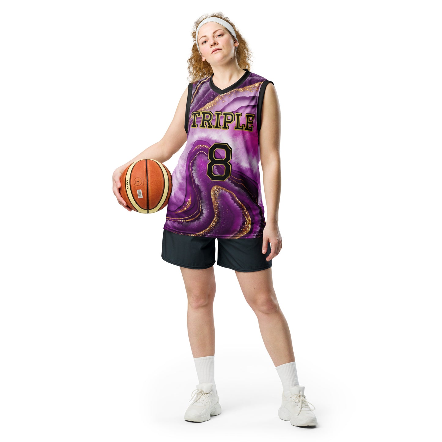 8xquiZit Collection T8T Royal Purple N Gold Marble Unisex Basketball Jersey