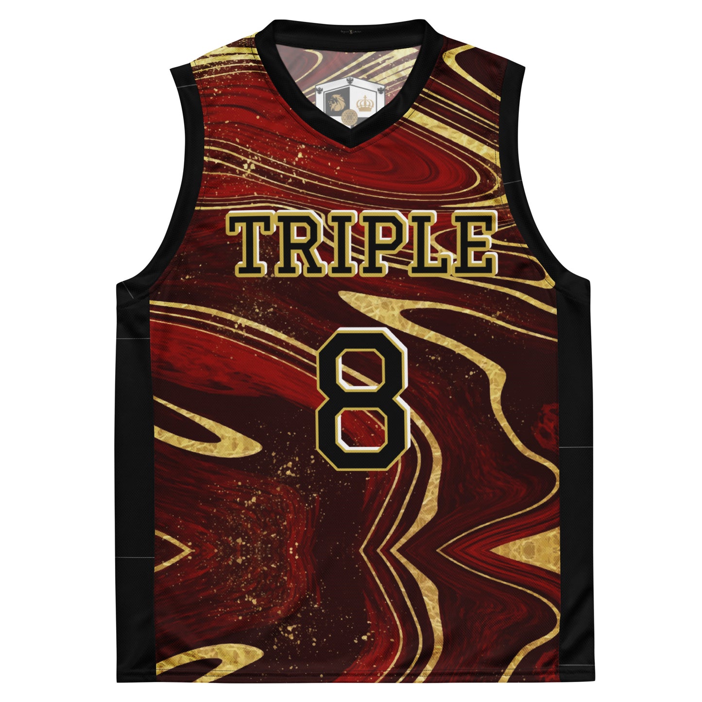 8xquiZit Collection T8T Ruby Red N Gold Marble Unisex Basketball Jersey