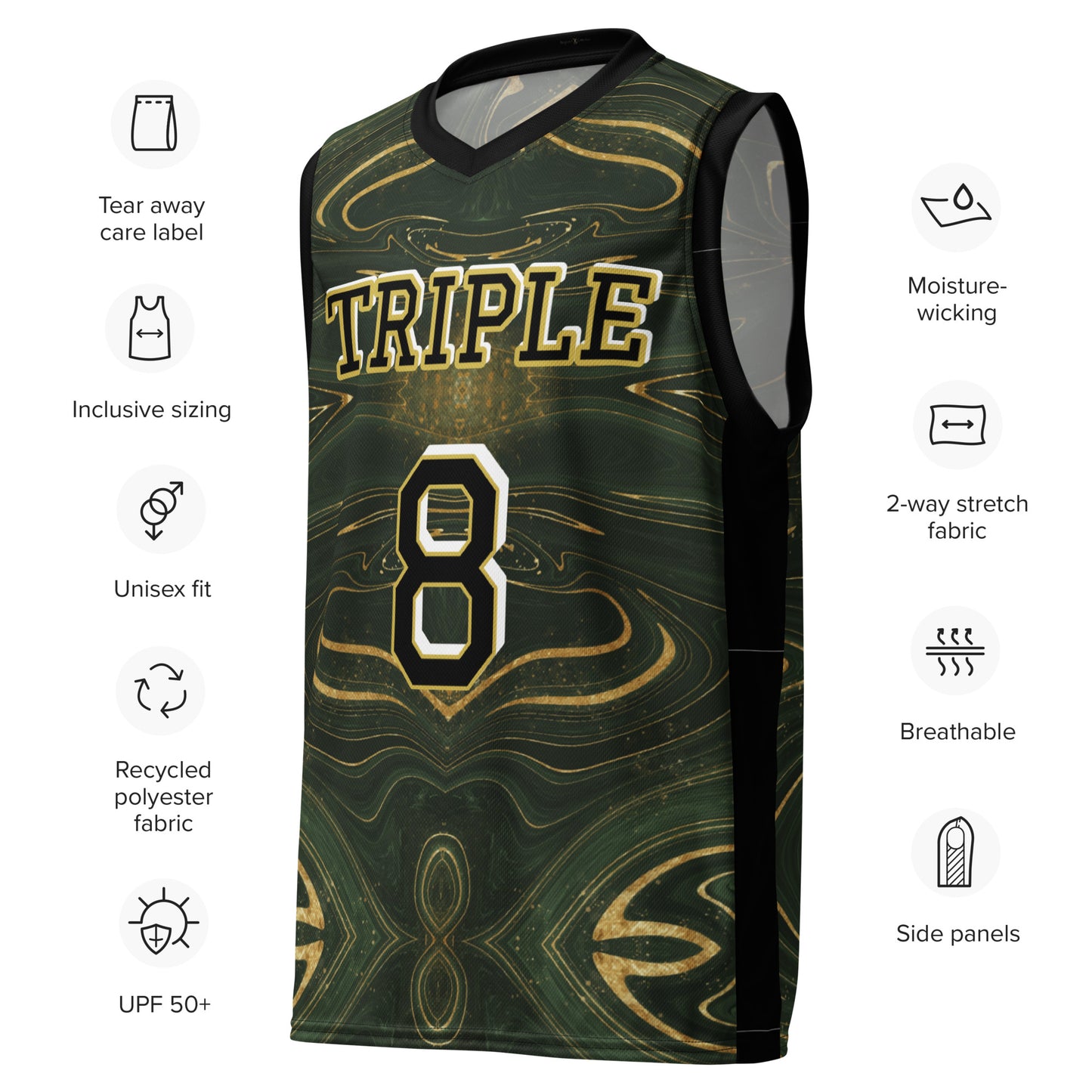 8xquiZit Collection - Green Luxury Marble Unisex Basketball Jersey