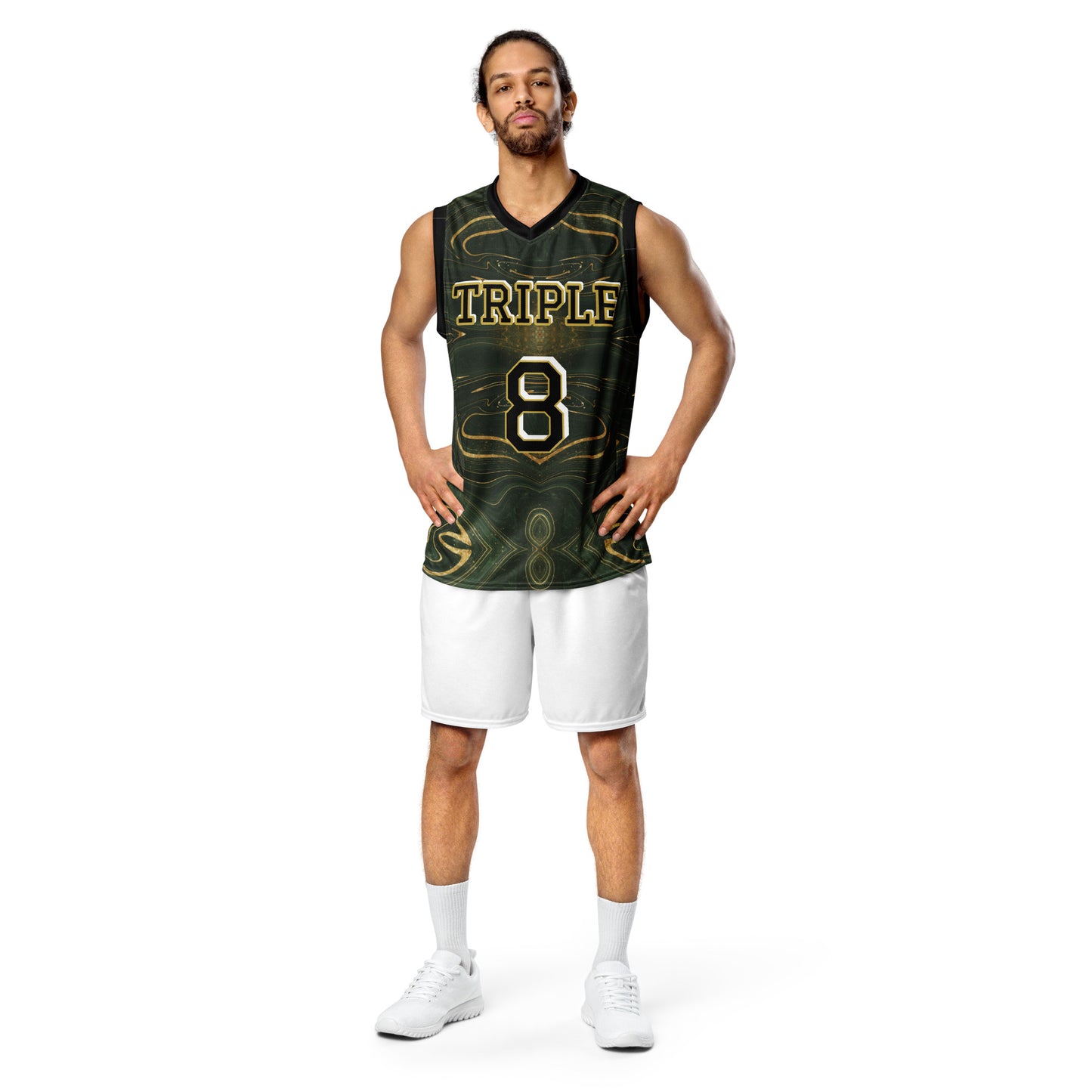 8xquiZit Collection - Green Luxury Marble Unisex Basketball Jersey