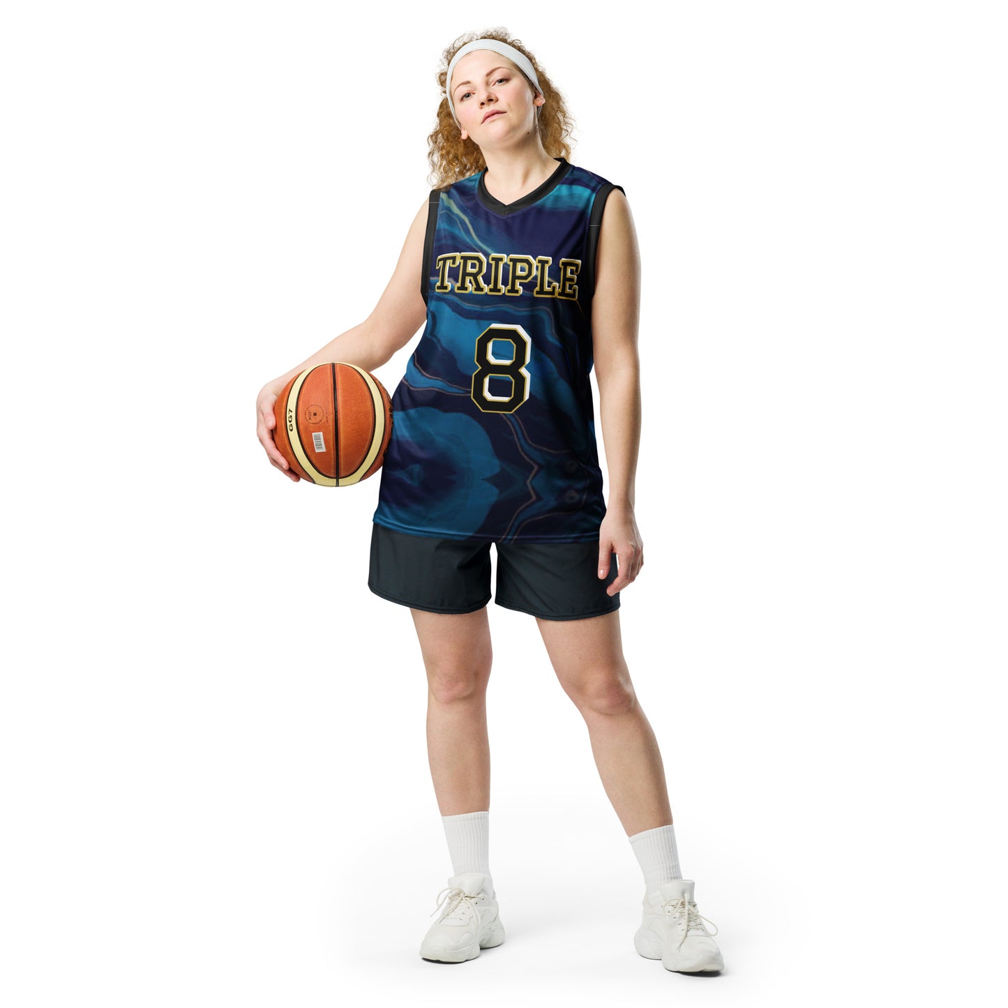 8xquiZit Collection - Ocean Viewz Blue Marble Unisex Basketball Jersey