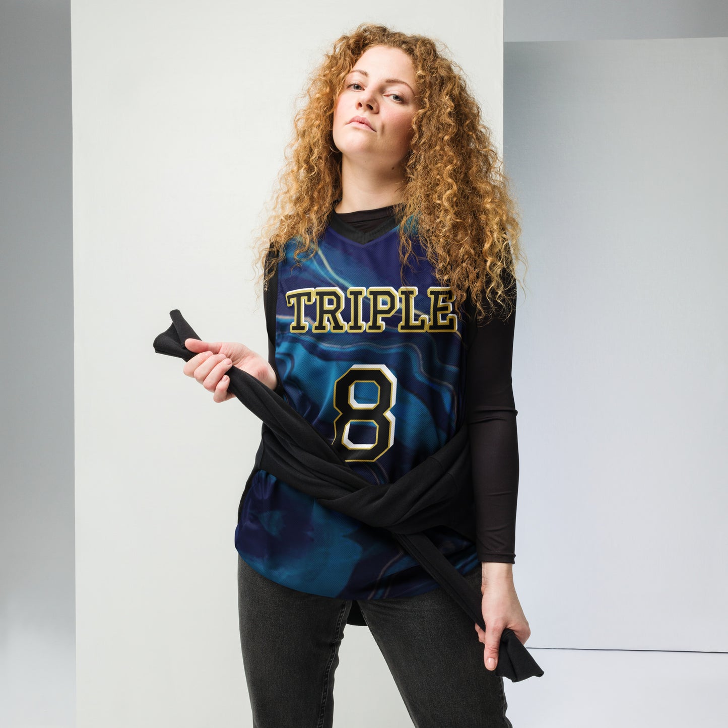8xquiZit Collection - Ocean Viewz Blue Marble Unisex Basketball Jersey