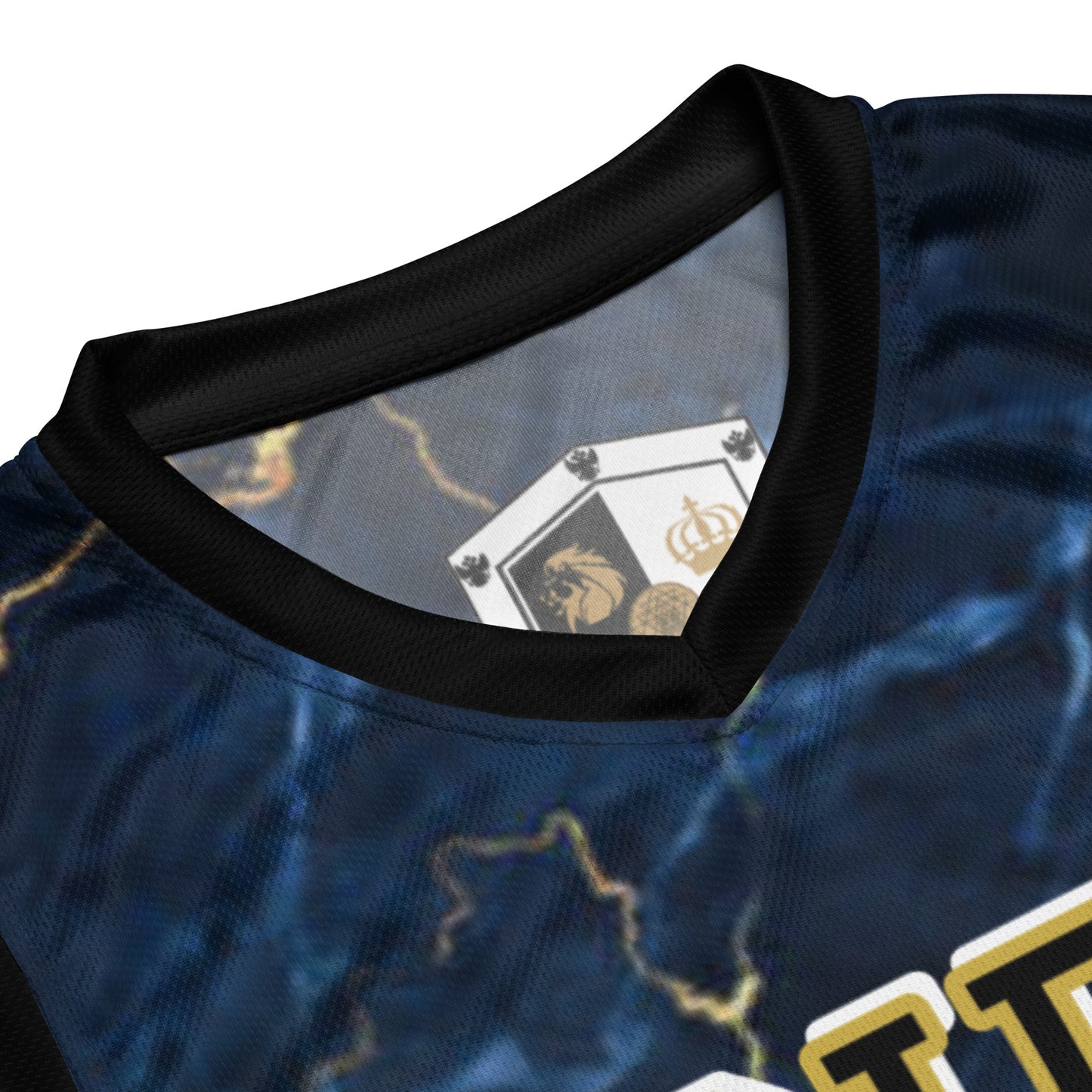 8xquiZit Collection - Tri-color Blue, Gold, & White Marble Unisex Basketball Jersey