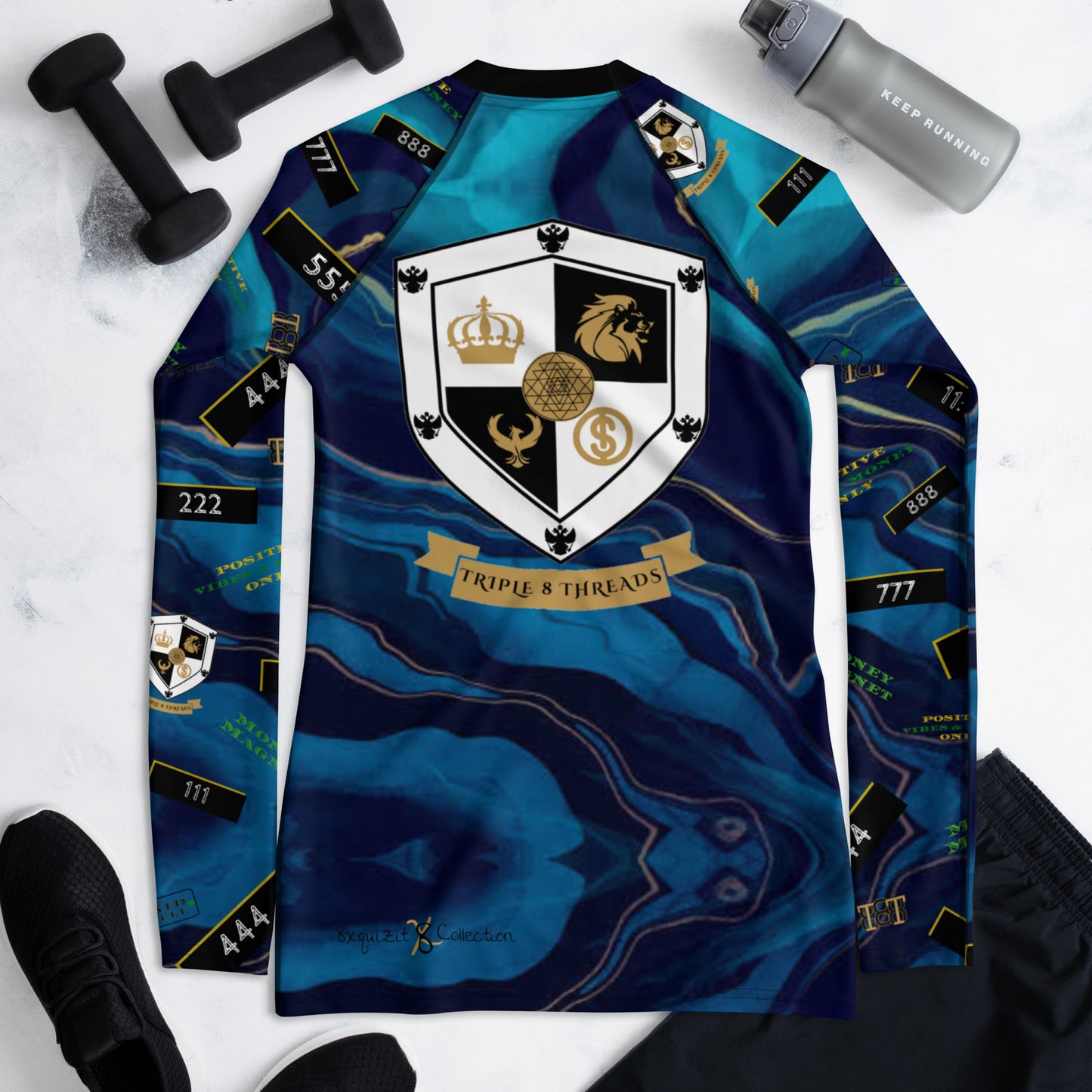 8xquiZit Collection - Women's Manifestation Ocean Viewz Blue Marble Long Sleeve Activewear