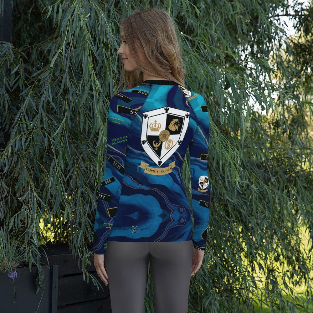 8xquiZit Collection - Women's Manifestation Ocean Viewz Blue Marble Long Sleeve Activewear