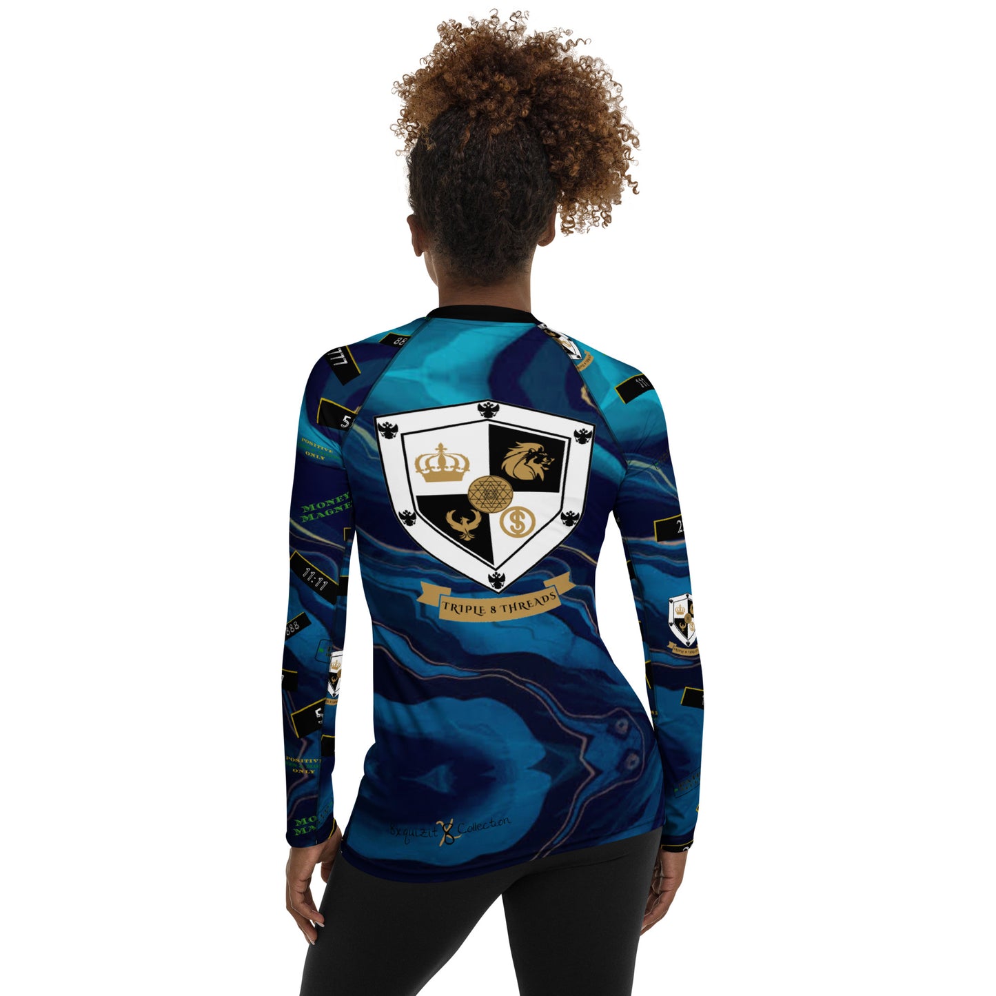 8xquiZit Collection - Women's Manifestation Ocean Viewz Blue Marble Long Sleeve Activewear