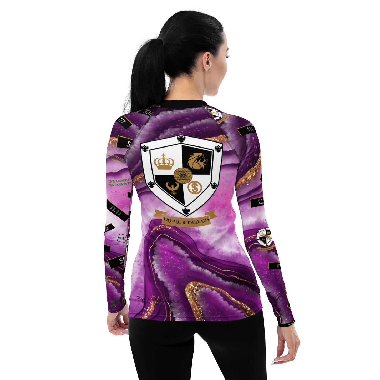 8xquiZit Collection - Women's Manifestation Royal Purple N Gold Long Sleeve Activewear
