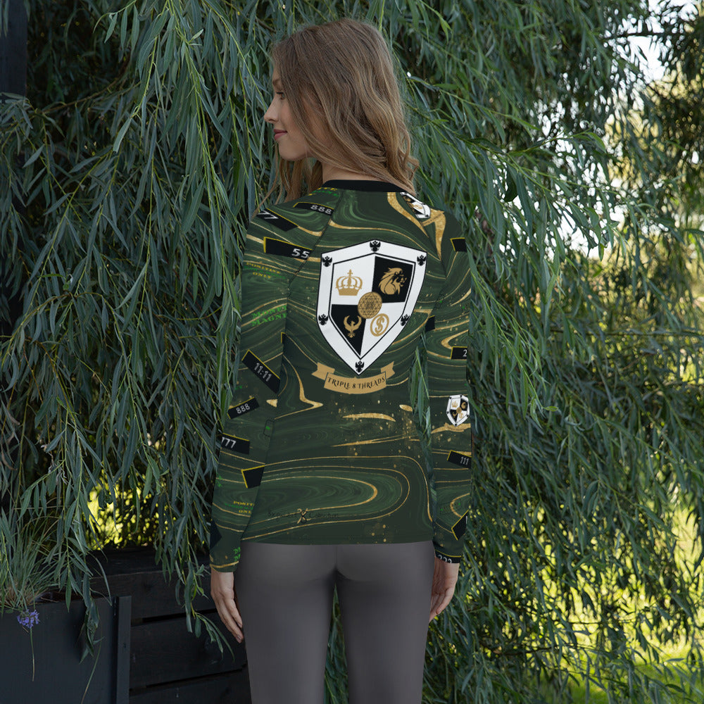 8xquiZit Collection - Women's Manifestation Green Luxury Marble Long Sleeve Activewear