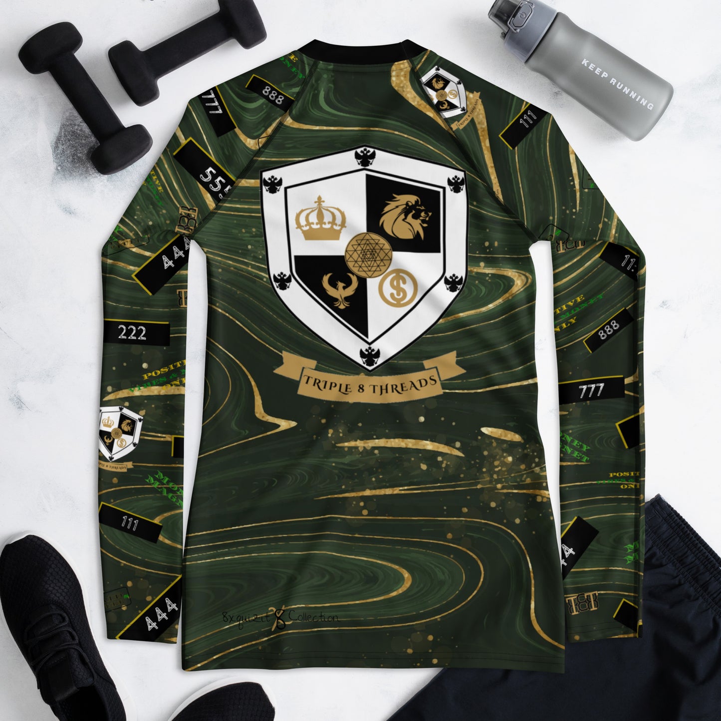 8xquiZit Collection - Women's Manifestation Green Luxury Marble Long Sleeve Activewear