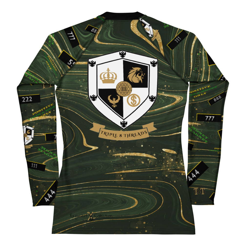 8xquiZit Collection - Women's Manifestation Green Luxury Marble Long Sleeve Activewear