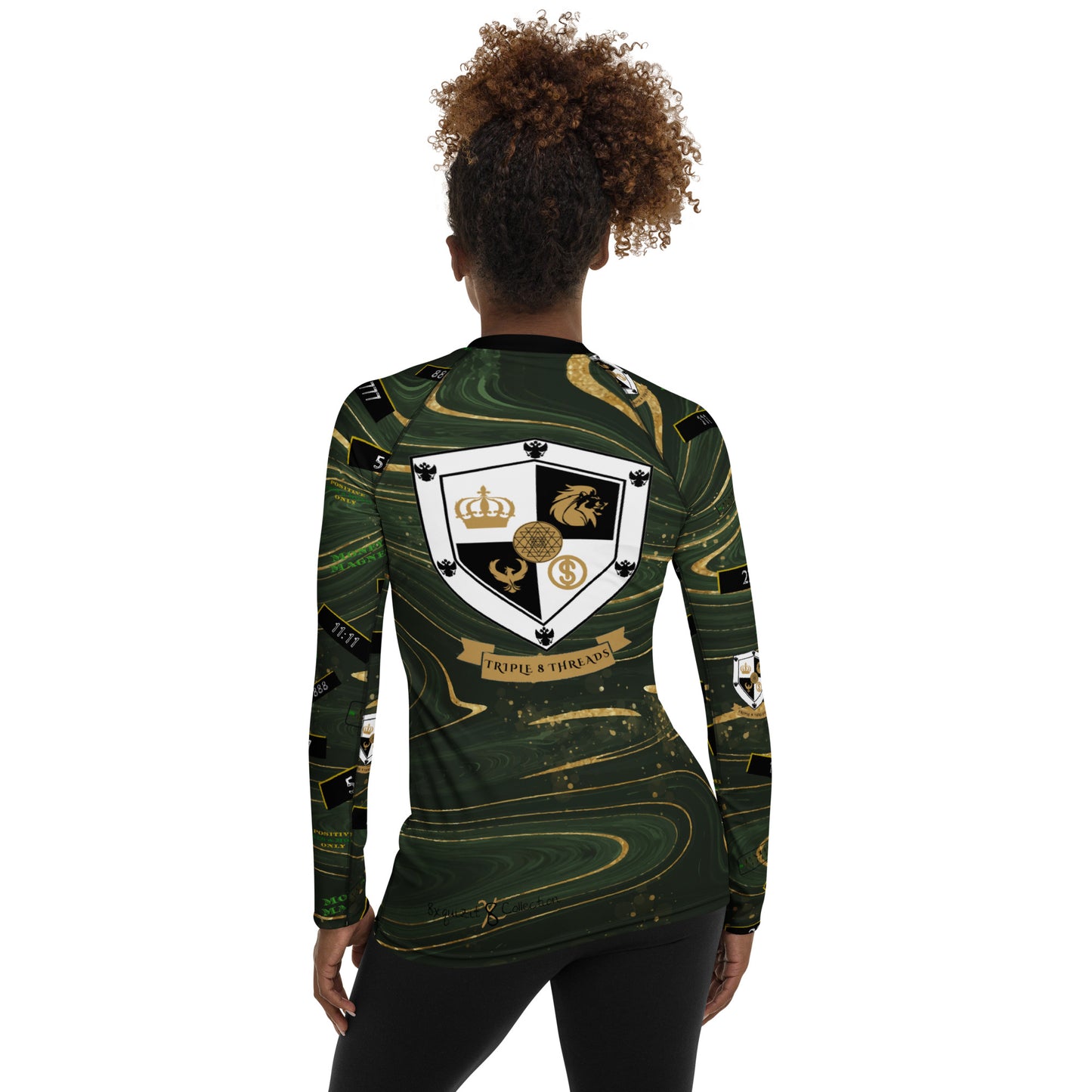 8xquiZit Collection - Women's Manifestation Green Luxury Marble Long Sleeve Activewear