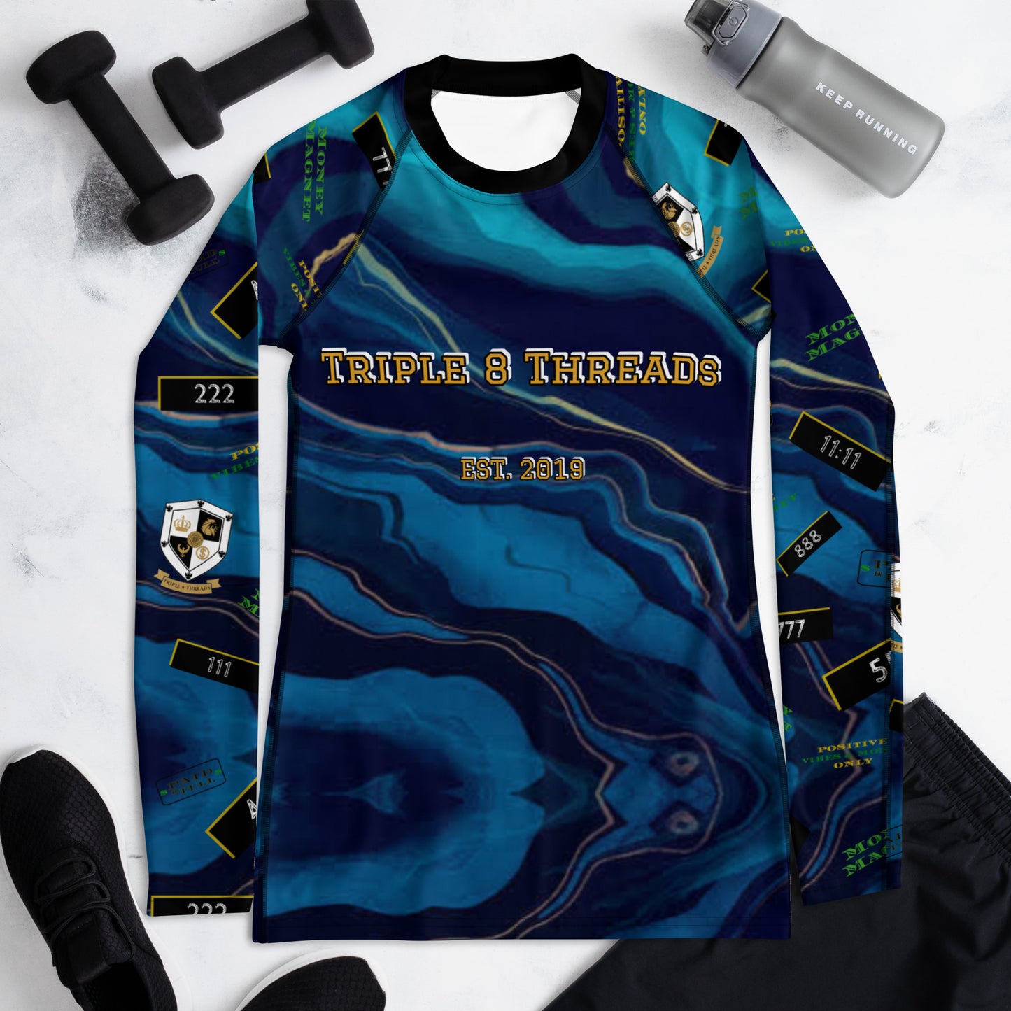 8xquiZit Collection - Women's Manifestation Ocean Viewz Blue Marble Long Sleeve Activewear