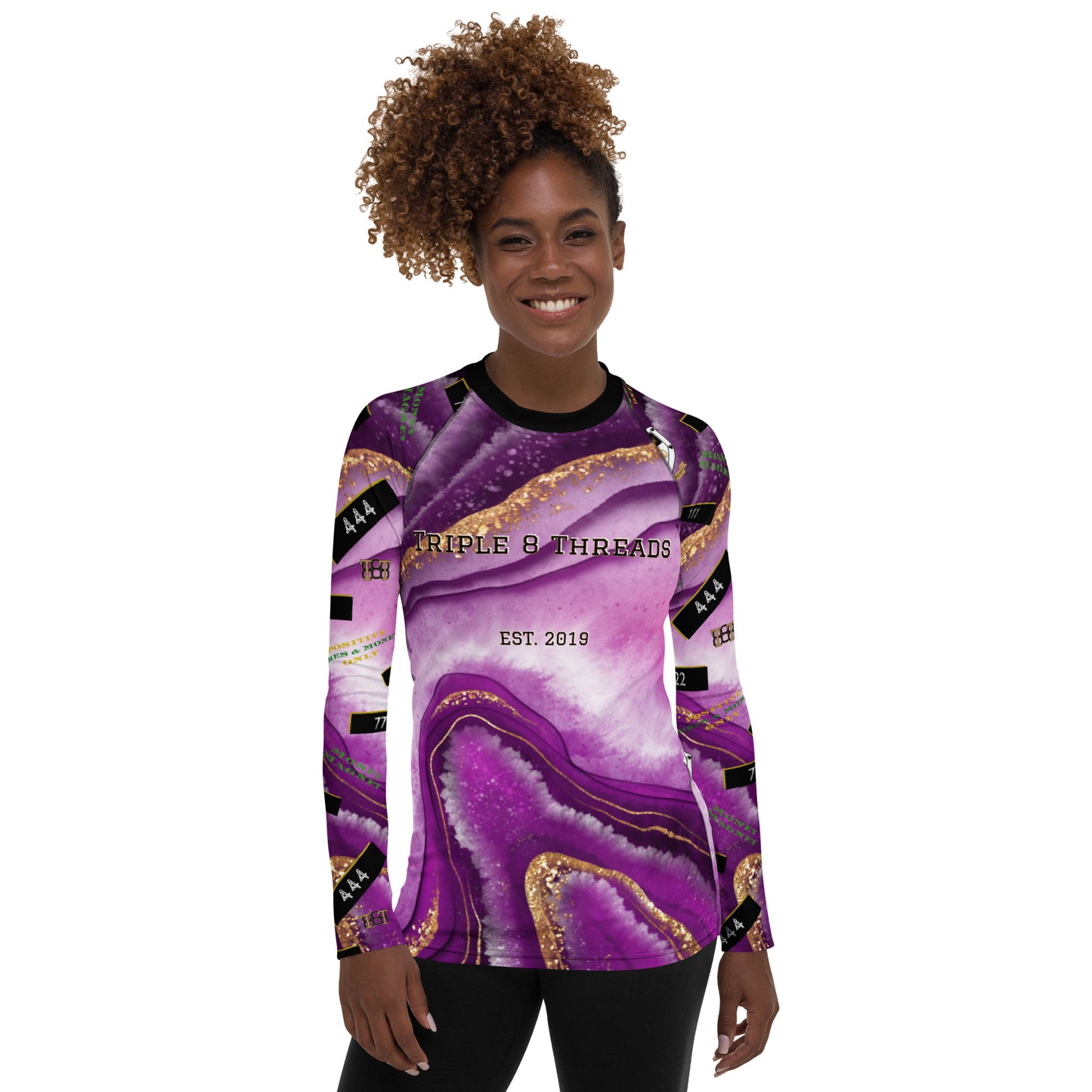 8xquiZit Collection - Women's Manifestation Royal Purple N Gold Long Sleeve Activewear