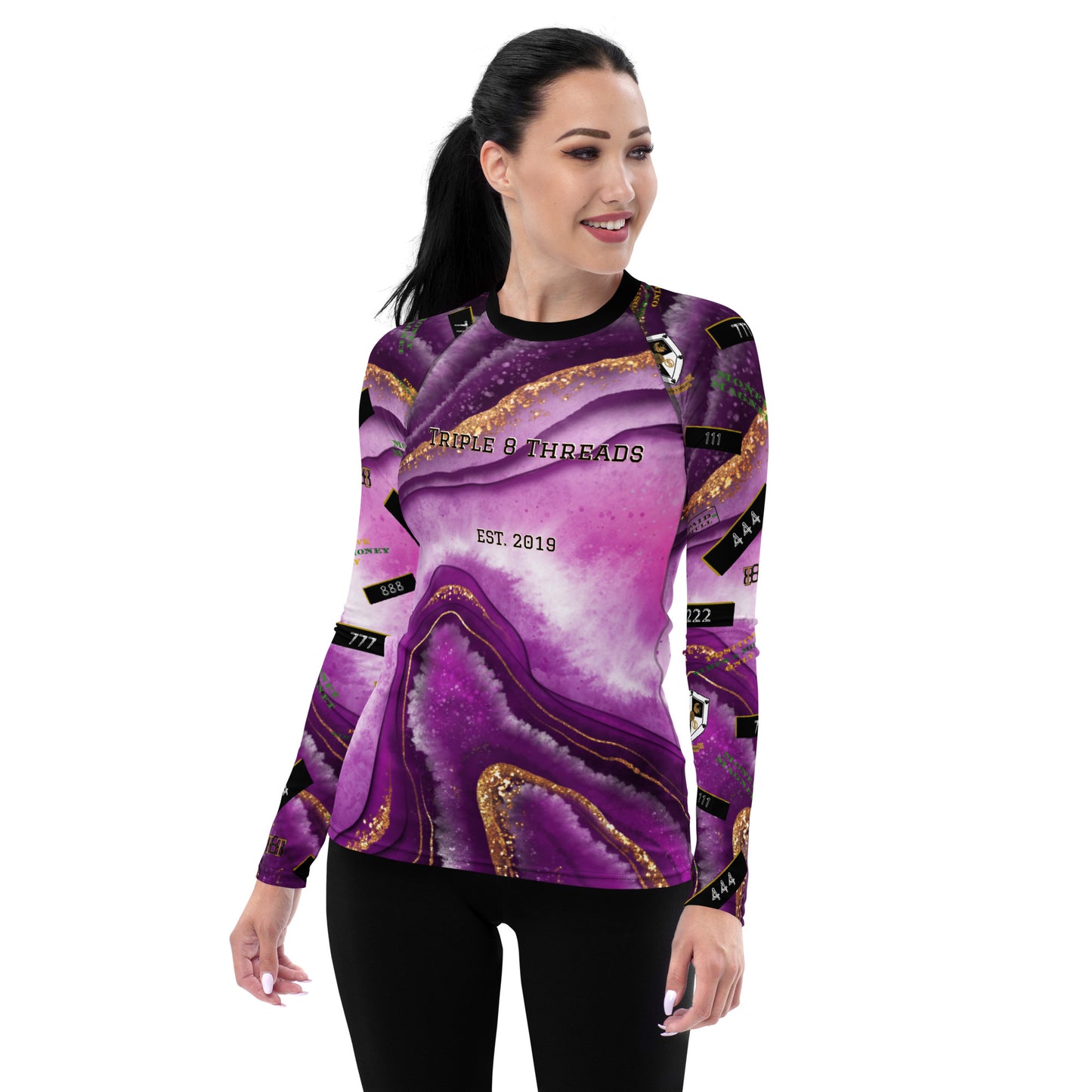8xquiZit Collection - Women's Manifestation Royal Purple N Gold Long Sleeve Activewear
