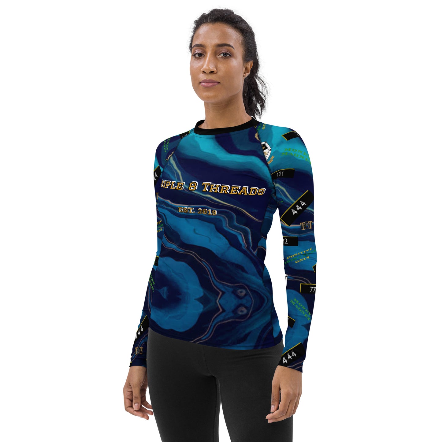 8xquiZit Collection - Women's Manifestation Ocean Viewz Blue Marble Long Sleeve Activewear