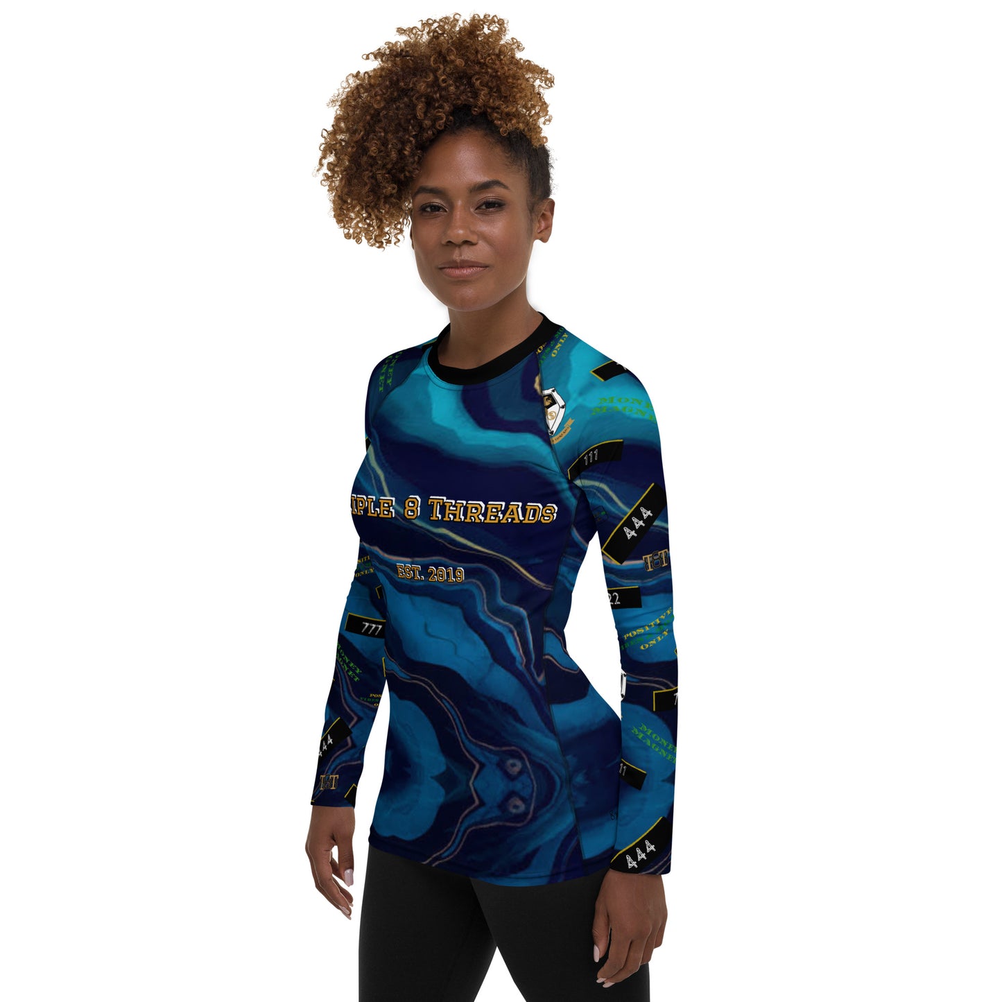 8xquiZit Collection - Women's Manifestation Ocean Viewz Blue Marble Long Sleeve Activewear