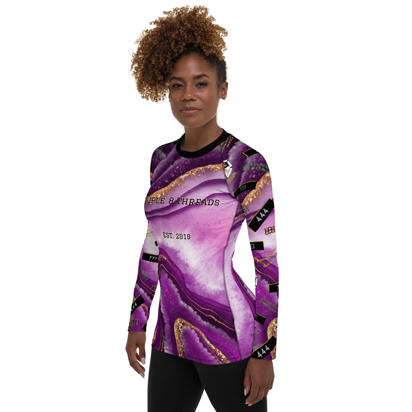 8xquiZit Collection - Women's Manifestation Royal Purple N Gold Long Sleeve Activewear