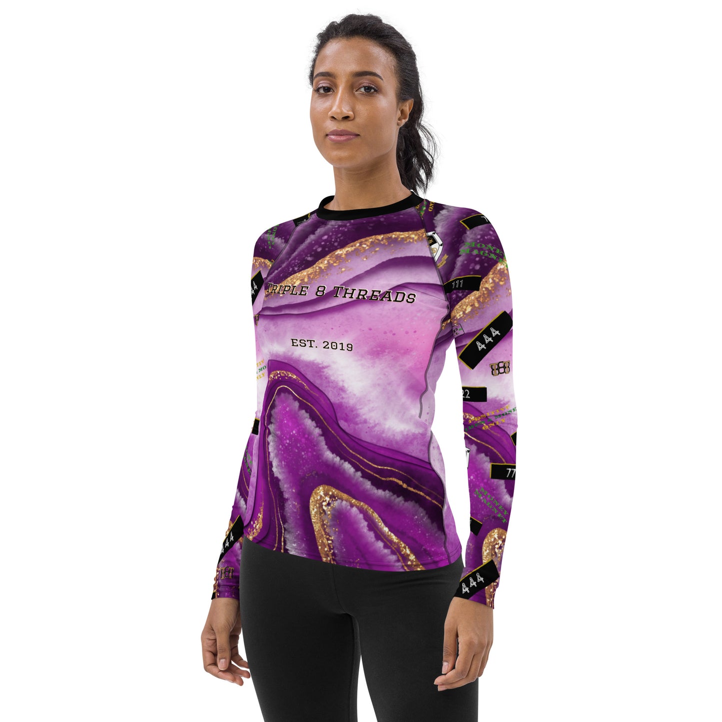 8xquiZit Collection - Women's Manifestation Royal Purple N Gold Long Sleeve Activewear