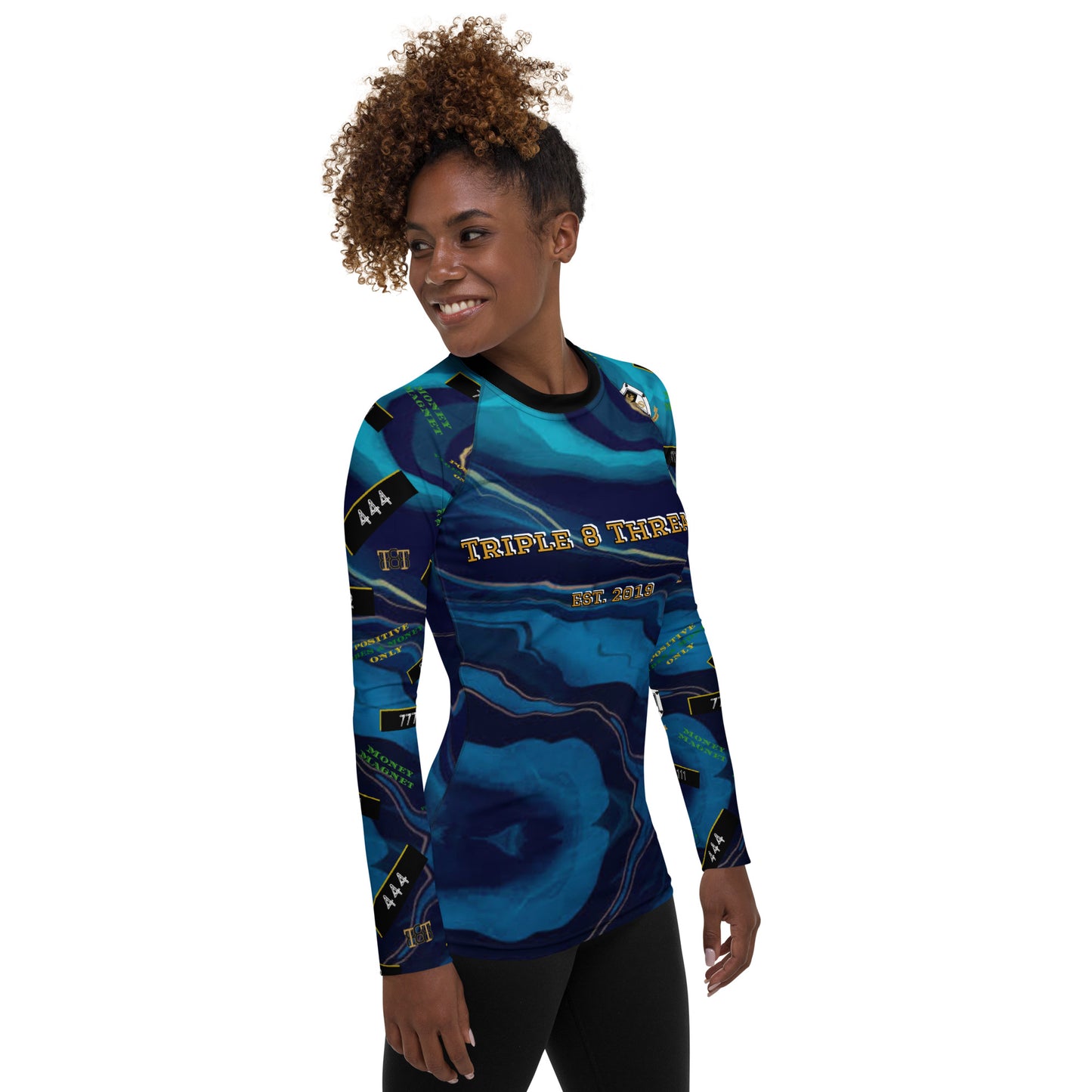 8xquiZit Collection - Women's Manifestation Ocean Viewz Blue Marble Long Sleeve Activewear