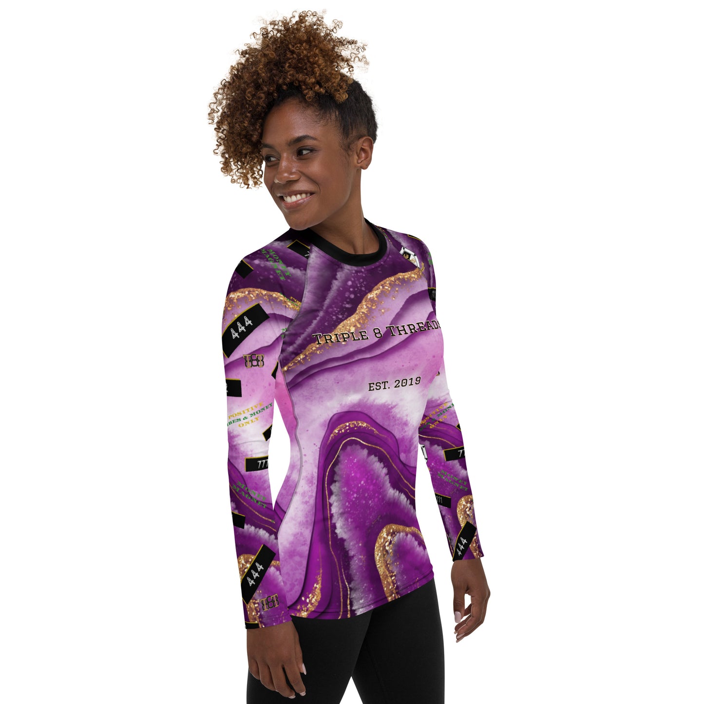 8xquiZit Collection - Women's Manifestation Royal Purple N Gold Long Sleeve Activewear