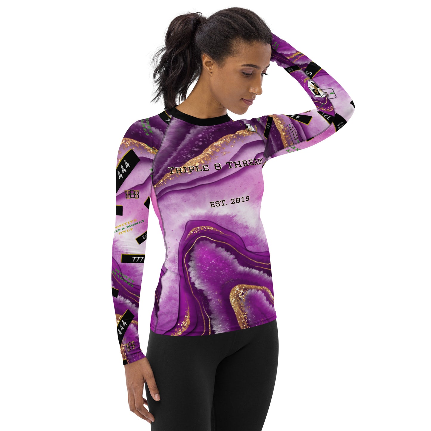 8xquiZit Collection - Women's Manifestation Royal Purple N Gold Long Sleeve Activewear