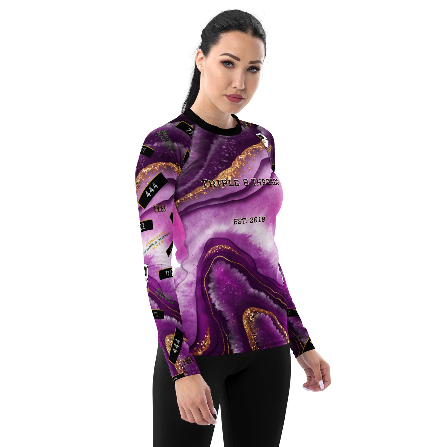 8xquiZit Collection - Women's Manifestation Royal Purple N Gold Long Sleeve Activewear