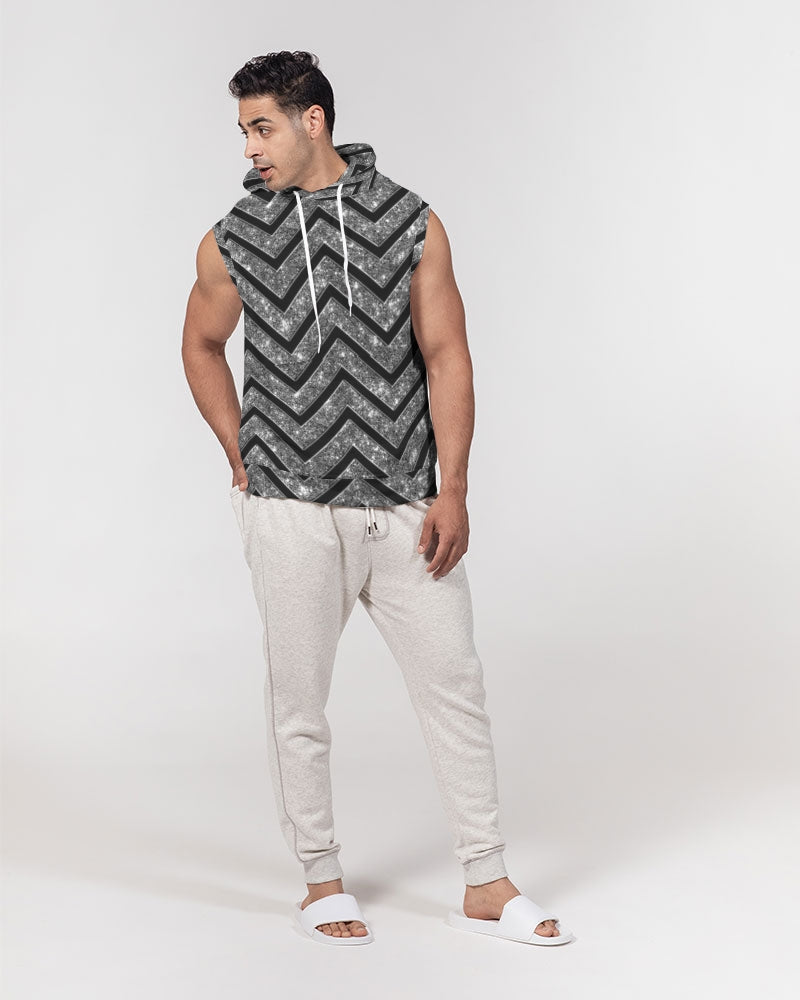 Silver n Black Coruscate Men's Premium Heavyweight Sleeveless Hoodie