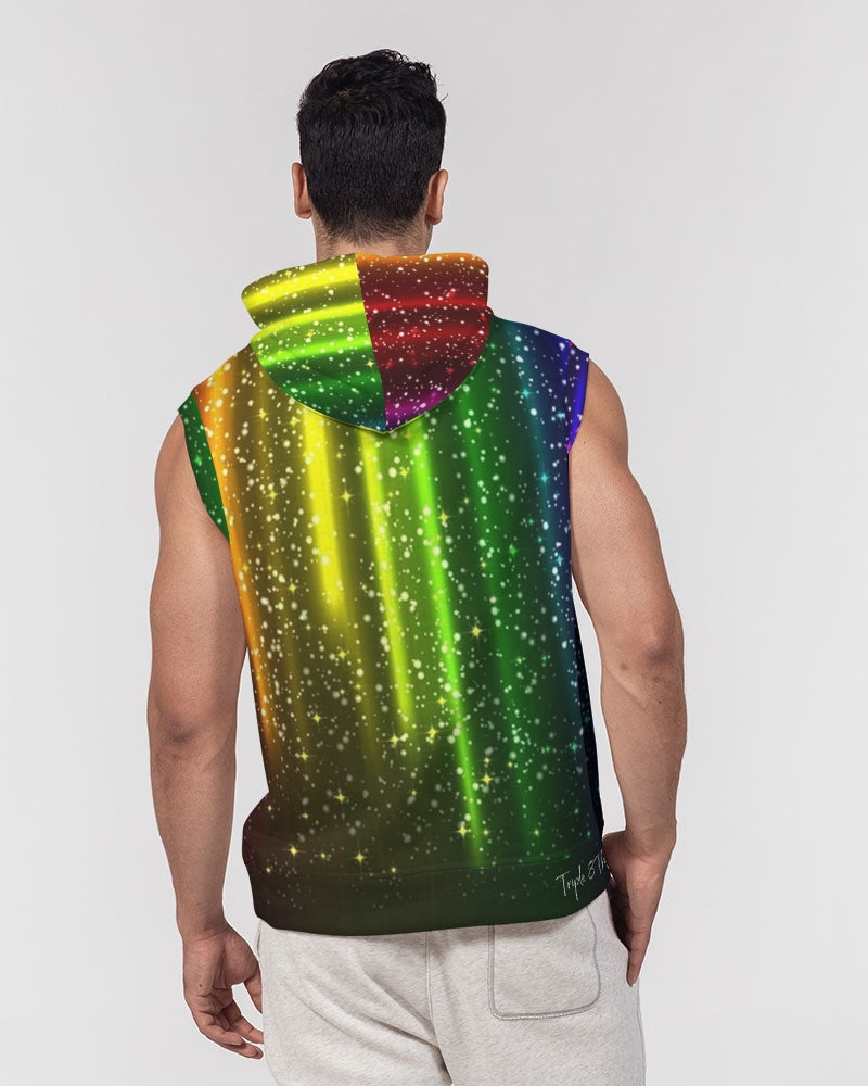 Rainbow Streak Coruscate Men's Premium Heavyweight Sleeveless Hoodie