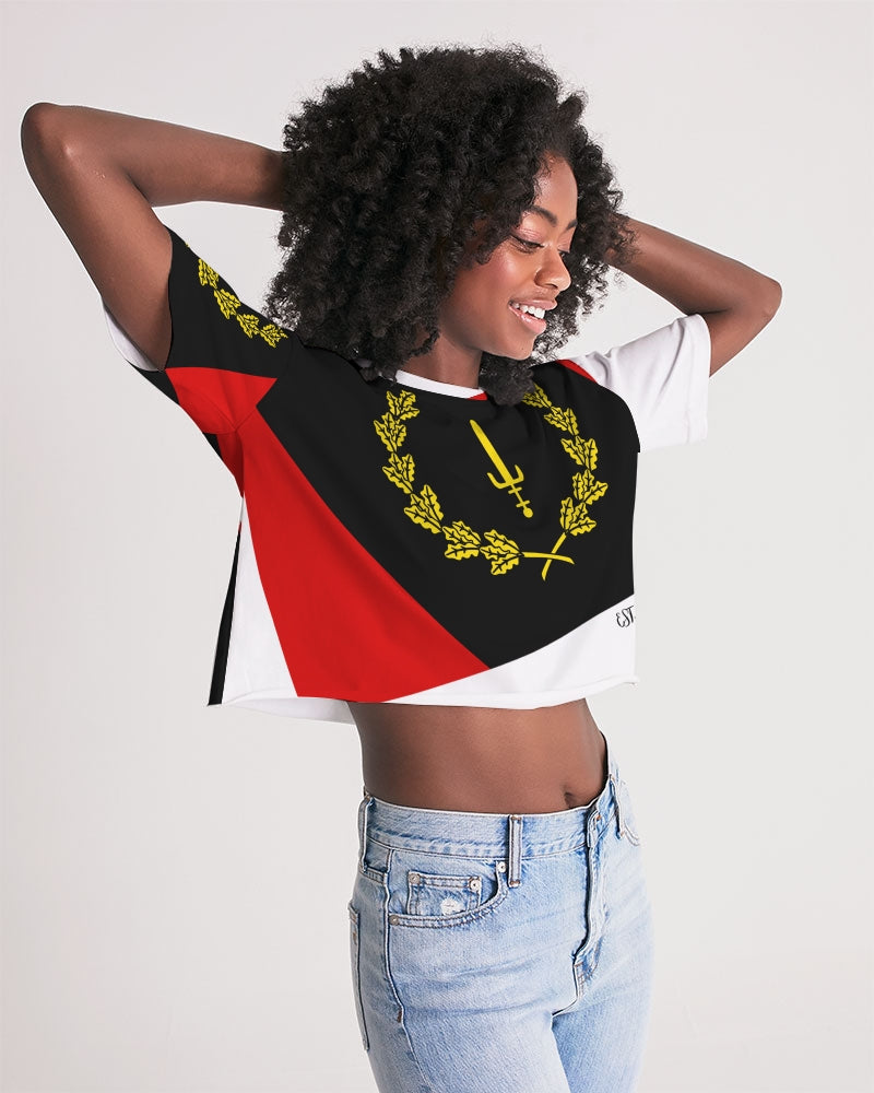 Black American Heritage Flag Women's Lounge Cropped Tee