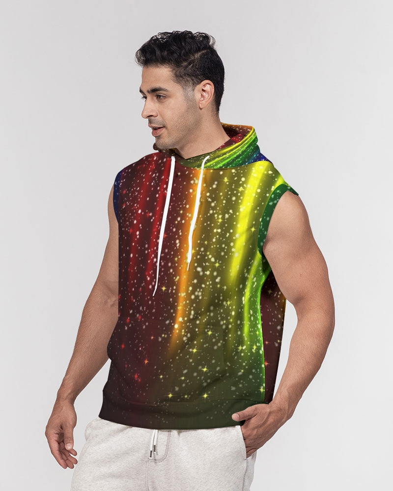 Rainbow Streak Coruscate Men's Premium Heavyweight Sleeveless Hoodie