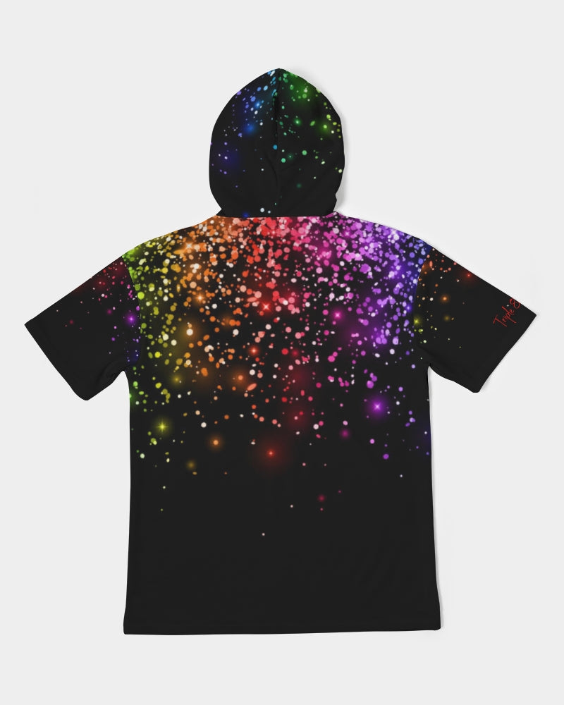 Black Rainbow Coruscate Men's Premium Heavyweight Short Sleeve Hoodie