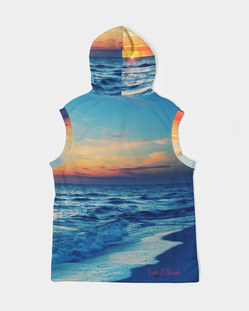 Beach Sunset - Blue Men's Premium Heavyweight Sleeveless Hoodie