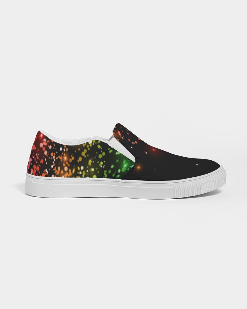 Black Rainbow Shimmer Men's Slip-On Canvas Shoe