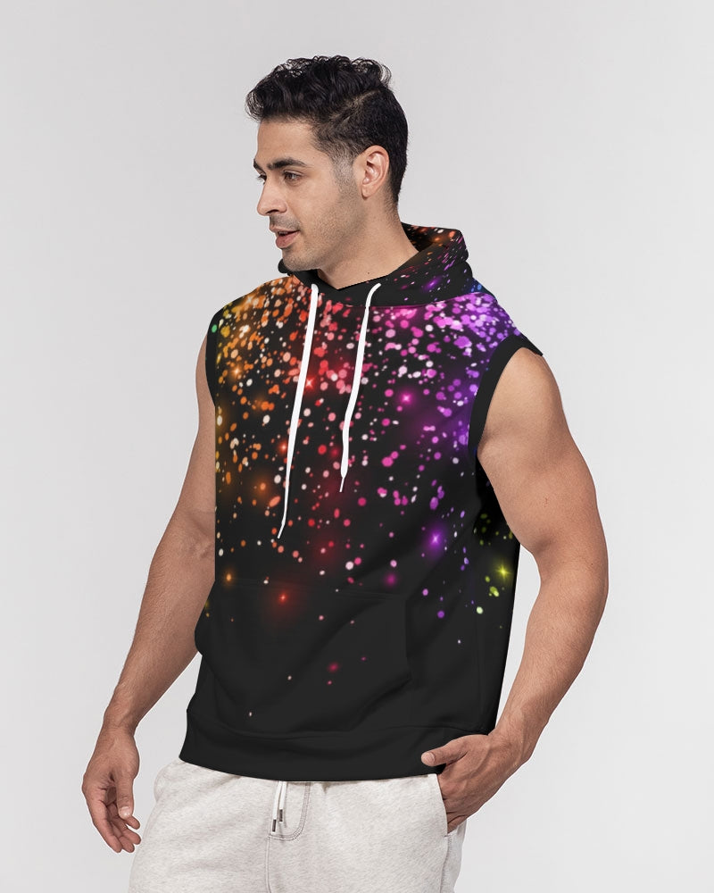 Black Rainbow Coruscate Men's Premium Heavyweight Sleeveless Hoodie