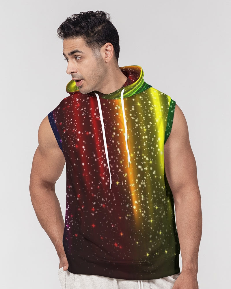 Rainbow Streak Coruscate Men's Premium Heavyweight Sleeveless Hoodie