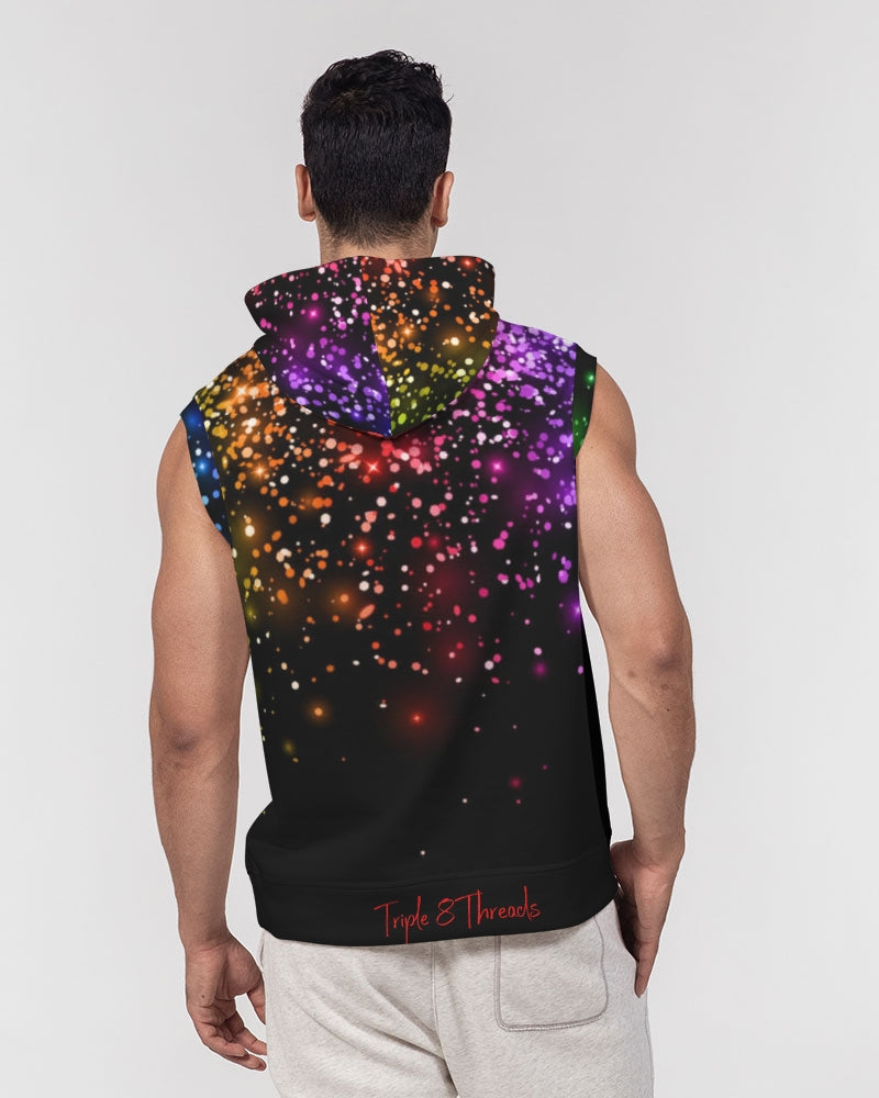 Black Rainbow Coruscate Men's Premium Heavyweight Sleeveless Hoodie