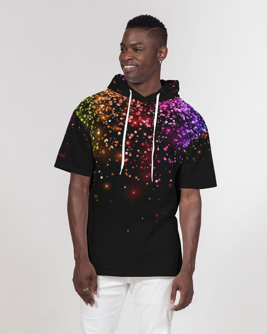 Black Rainbow Coruscate Men's Premium Heavyweight Short Sleeve Hoodie