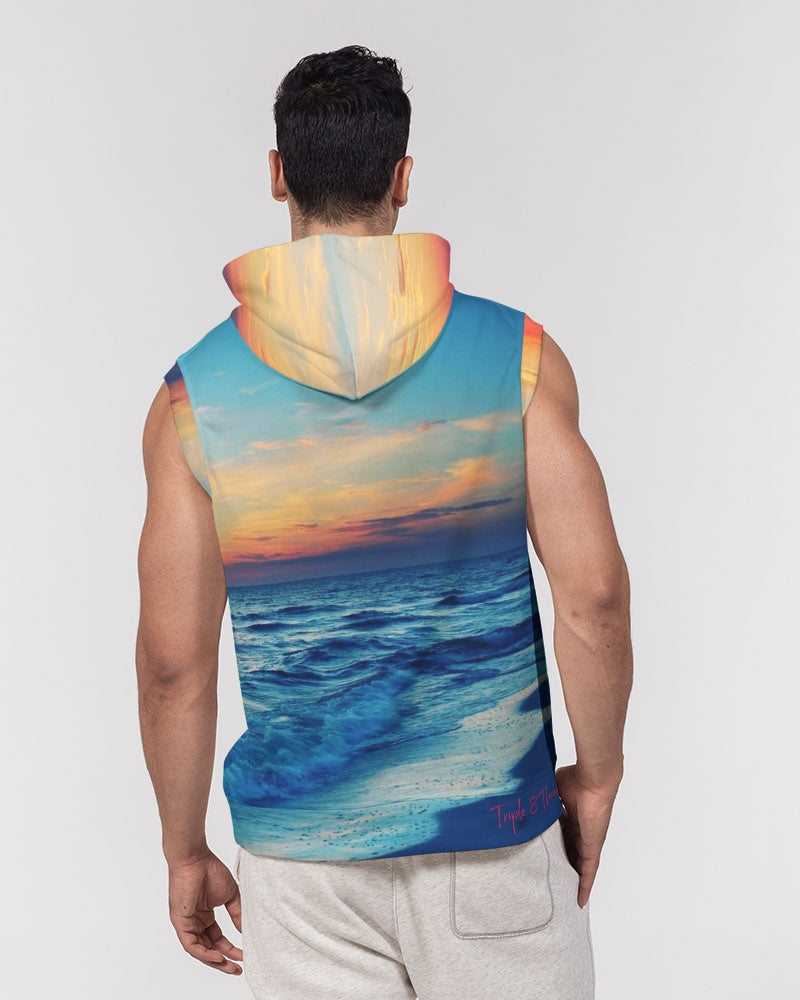 Beach Sunset - Blue Men's Premium Heavyweight Sleeveless Hoodie