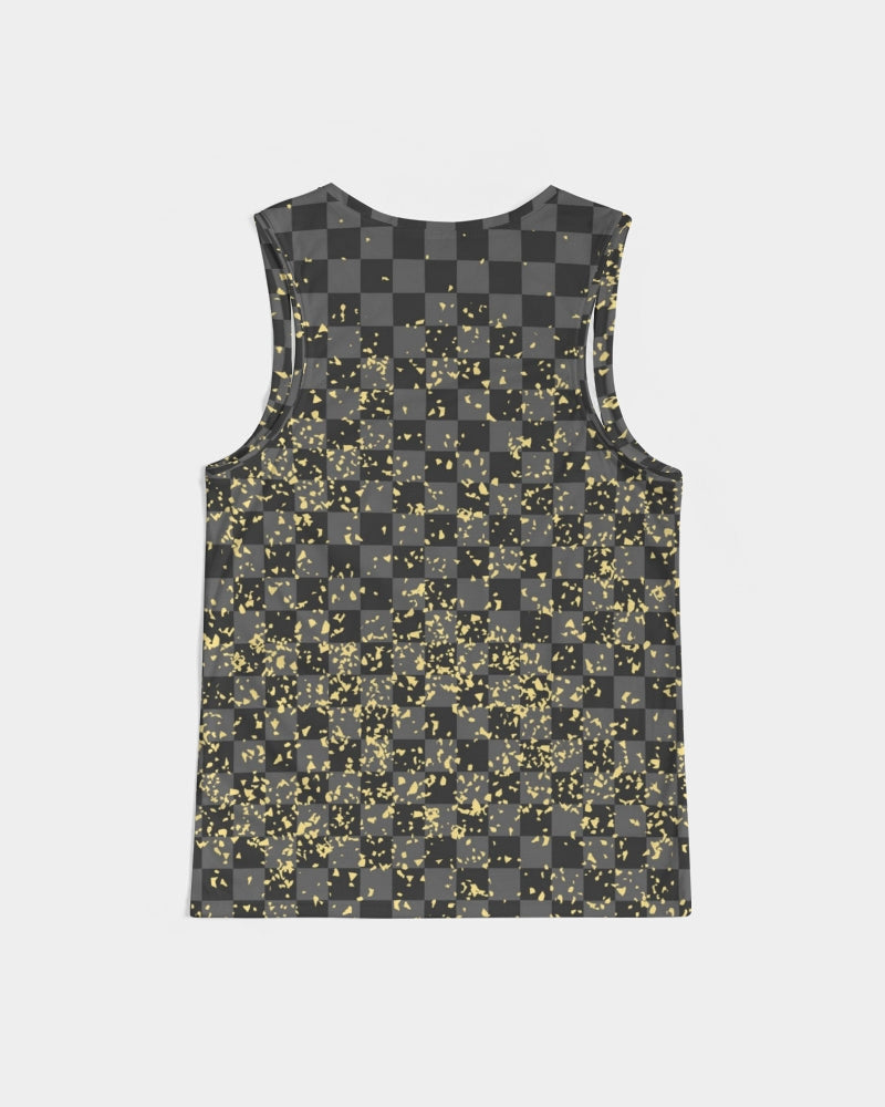Check Blk n Gry - Gold Men's Sports Tank