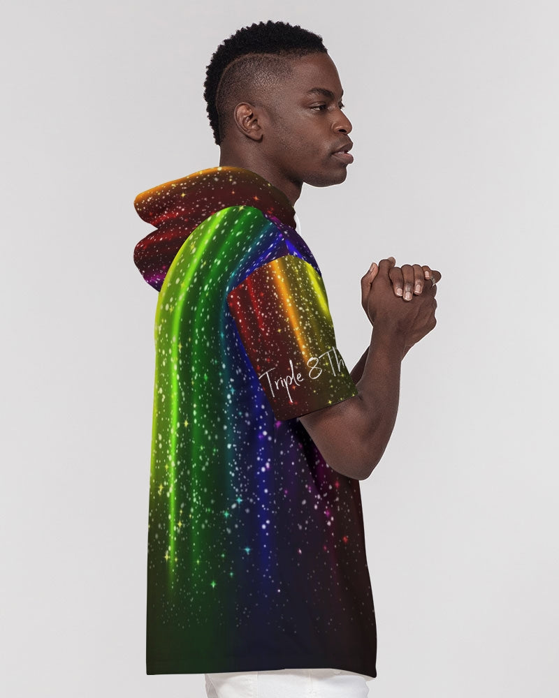 Rainbow Streak Coruscate Men's Premium Heavyweight Short Sleeve Hoodie