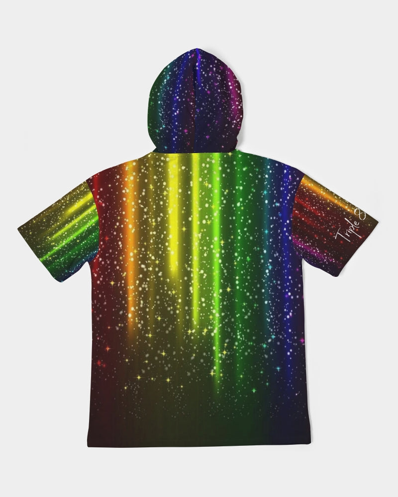 Rainbow Streak Coruscate Men's Premium Heavyweight Short Sleeve Hoodie