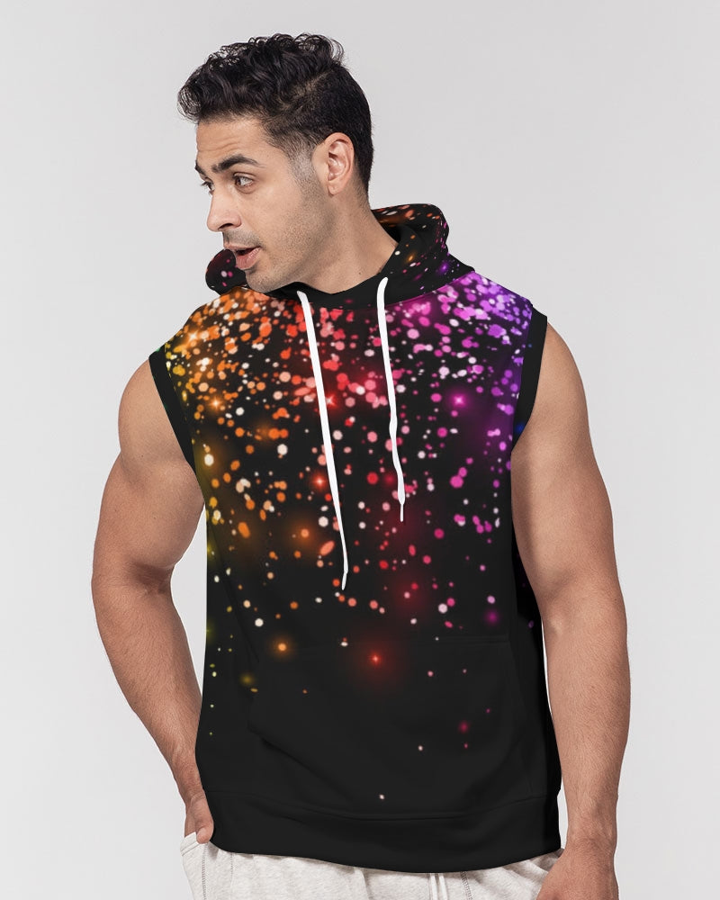 Black Rainbow Coruscate Men's Premium Heavyweight Sleeveless Hoodie