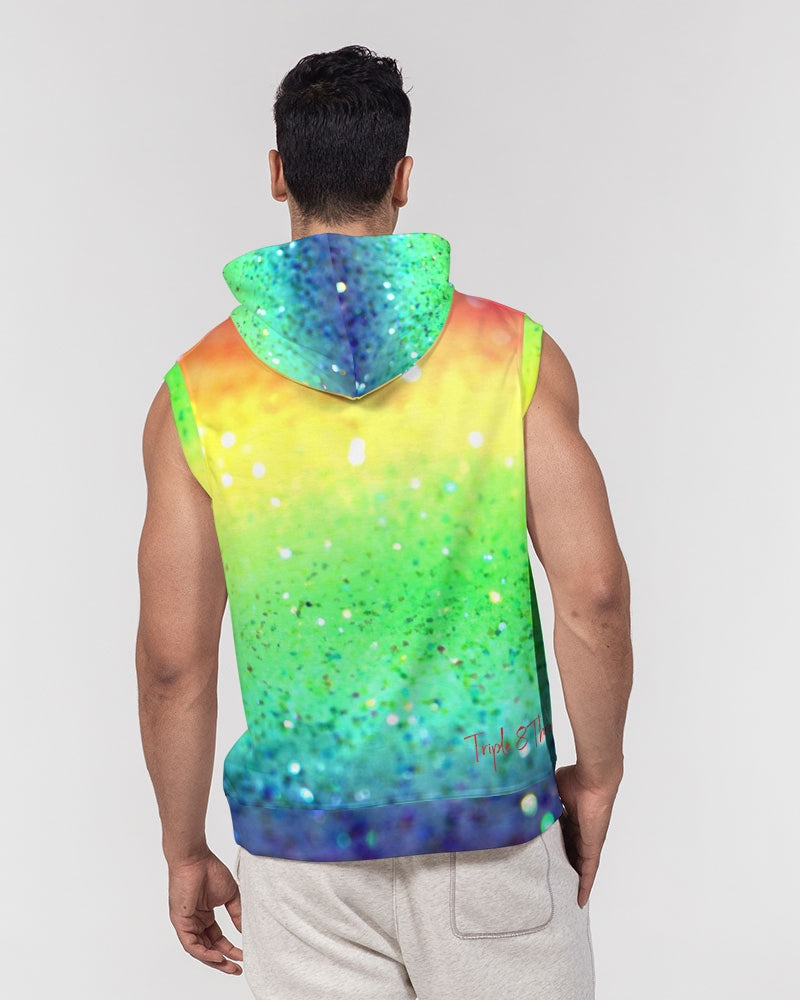 Rainbow Faded Coruscate Men's Premium Heavyweight Sleeveless Hoodie