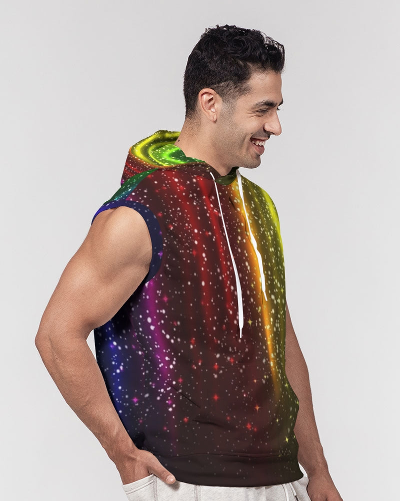 Rainbow Streak Coruscate Men's Premium Heavyweight Sleeveless Hoodie