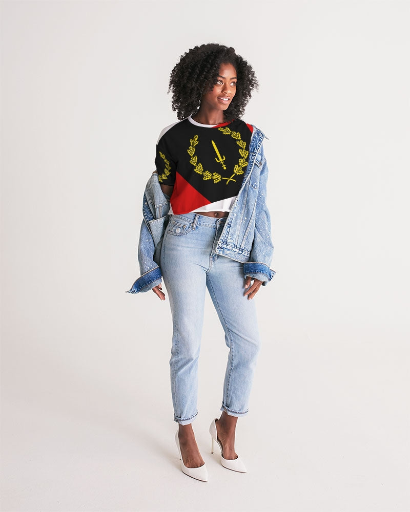 Black American Heritage Flag Women's Lounge Cropped Tee