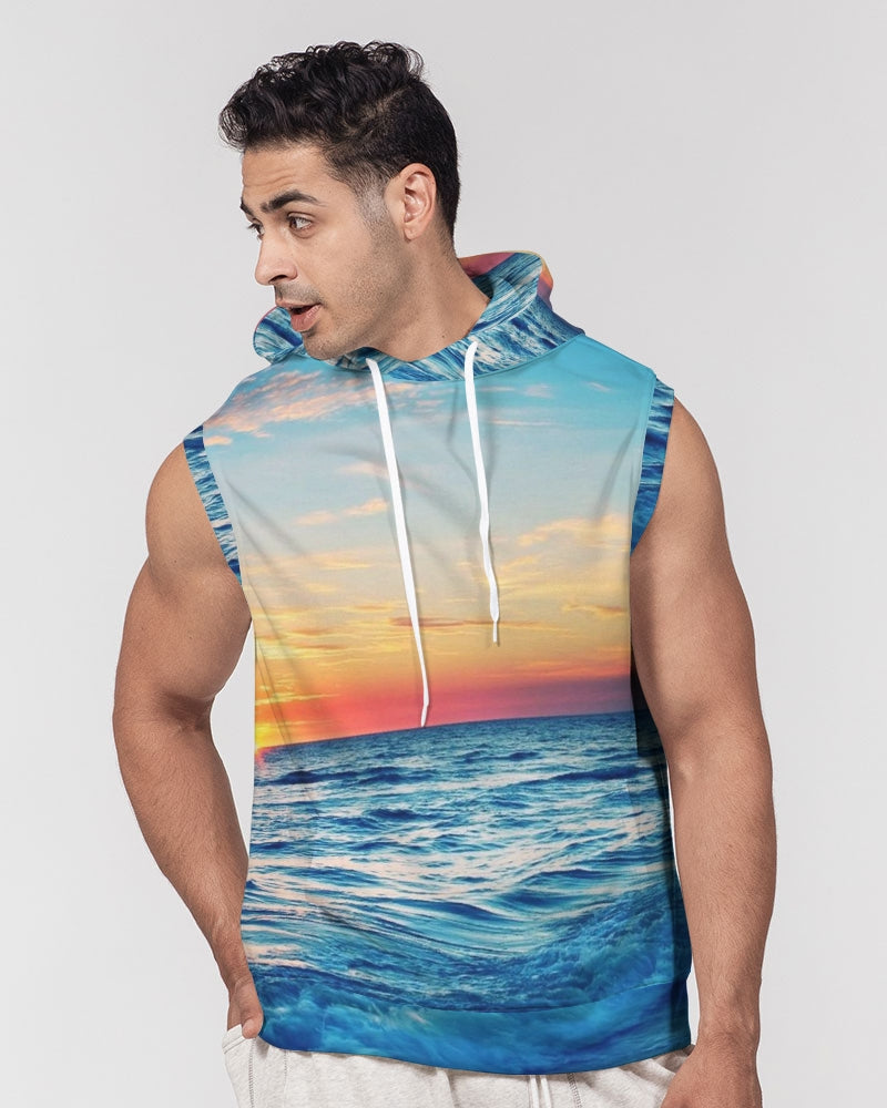 Beach Sunset - Blue Men's Premium Heavyweight Sleeveless Hoodie