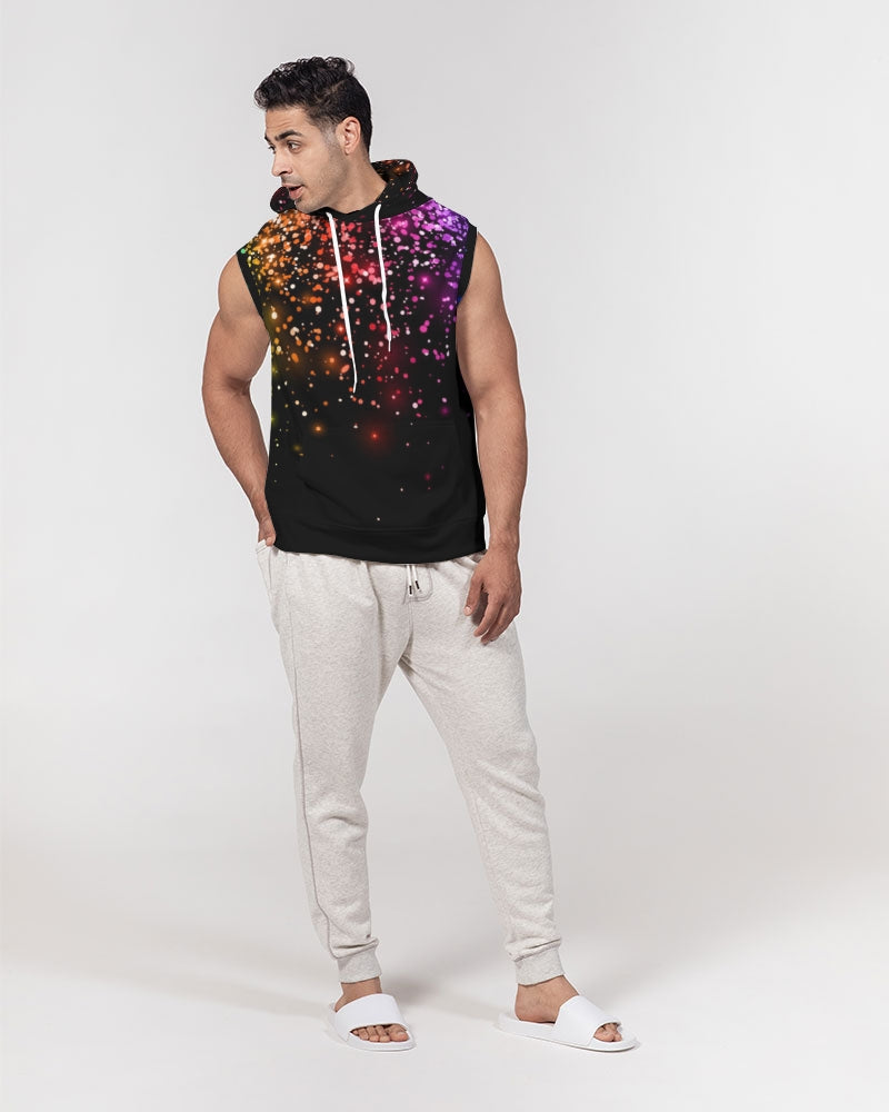 Black Rainbow Coruscate Men's Premium Heavyweight Sleeveless Hoodie